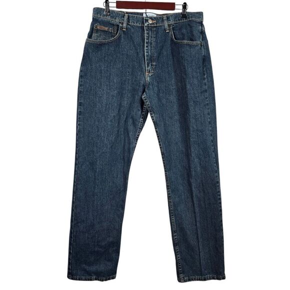 Wrangler Denim Jeans Mens 34x32‎ Dark Wash Loose Fit Western Casual Cowboy - Picture 1 of 13